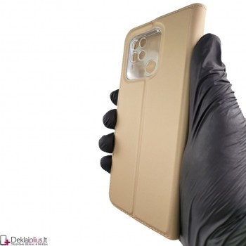 Dux Ducis dirbtinės odos atverčiamas dėklas - auksinės spalvos (Xiaomi Redmi 10C)